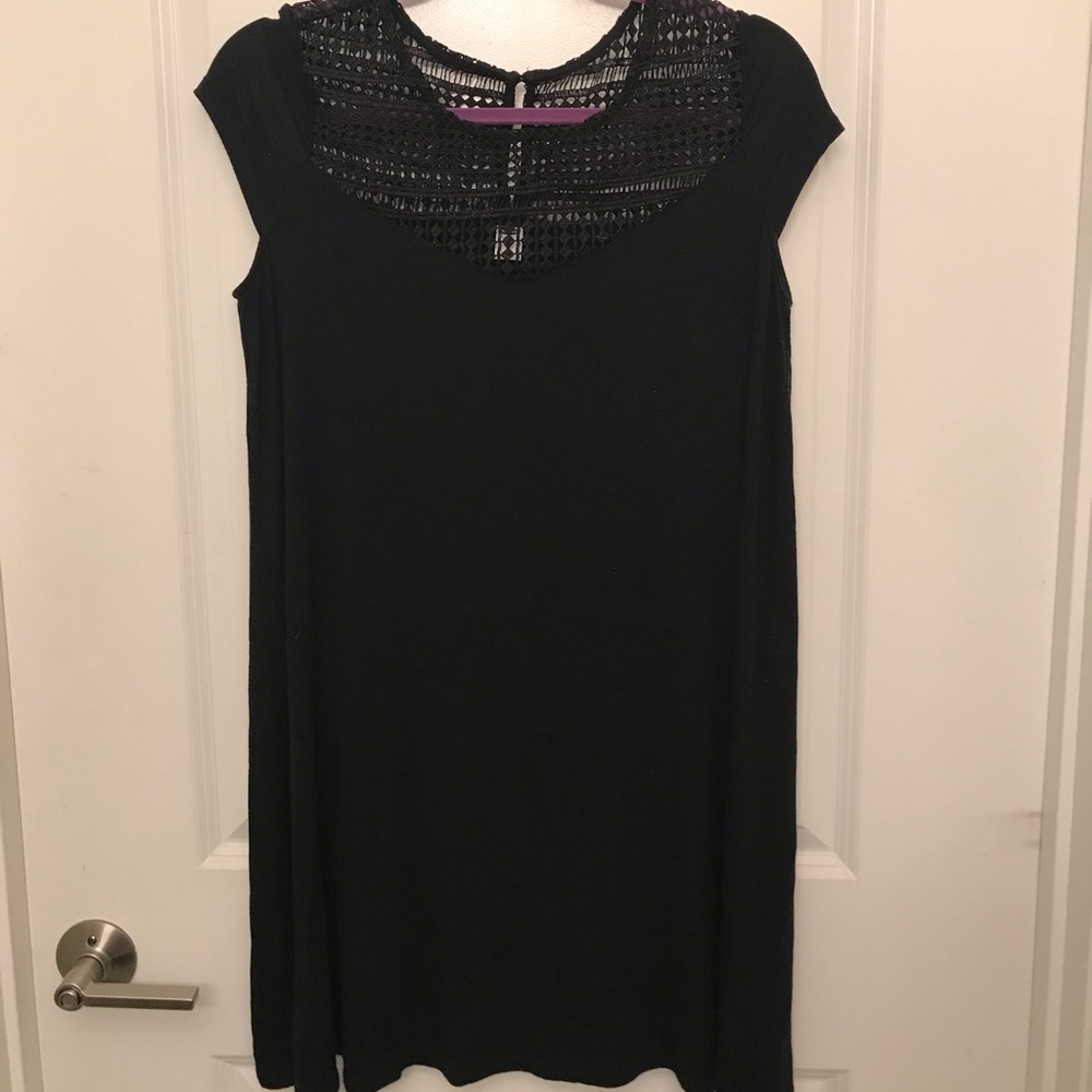 Old Navy black swing dress with neck detail